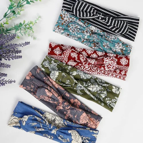 Miniatura 7 de Huachi Paquete de 12 diademas con lazo para mujeres, bandas elásticas para la cabeza, diadema anudada, turbante con orejas de conejo, accesorios