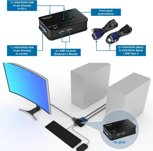 Miniatura 11 de Trendnet Kit de switch KVM y cable, Azul