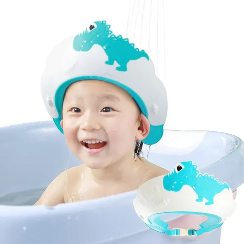 Miniatura 10 de Gorro de baby shower, gorro de ducha para niños, sombrero de visera para protección de ojos y oídos para niños de 0 a 9 años, bonita forma de corona