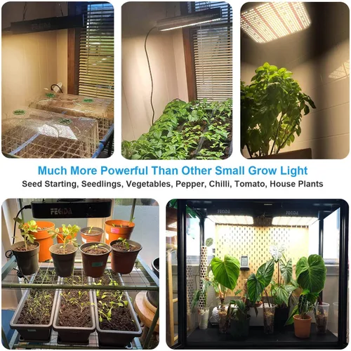 Miniatura 6 de FECiDA Luz LED de crecimiento equivalente a 600 W, luz de espectro completo de 65 W, 0 a 100% regulable, cadena de margarita, ventilador