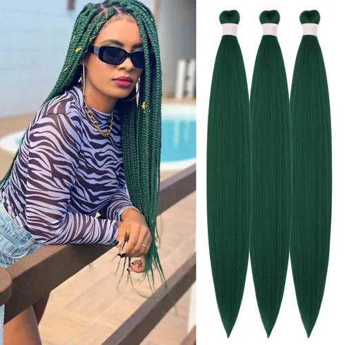 Miniatura 58 de Pelo corto negro trenzado preestirado de 14 pulgadas para trenzas sin nudos, pelo sintético 1B trenzado para trenzas Bob Box