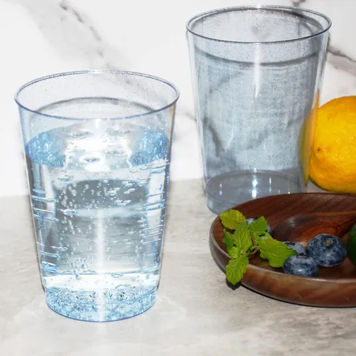 Miniatura 5 de Homy Feel Vasos de plástico con purpurina azul de 12 onzas – 50 tazas desechables de cóctel y vino para fiesta de boda