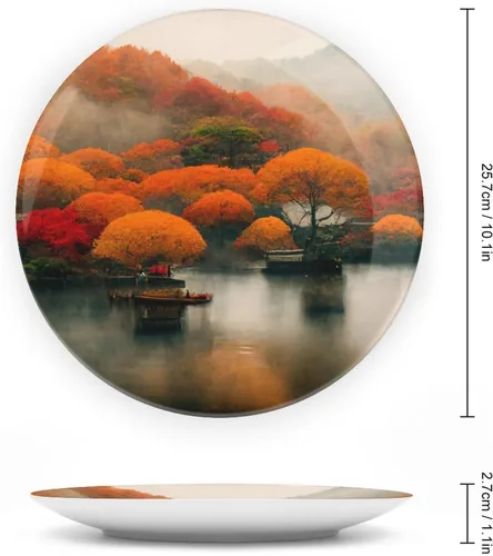 Miniatura 2 de Platos decorativos de Acción de Gracias para decoración del hogar, temporada de otoño de Japón, árboles de arce, ríos y barcos, bandeja decorativa