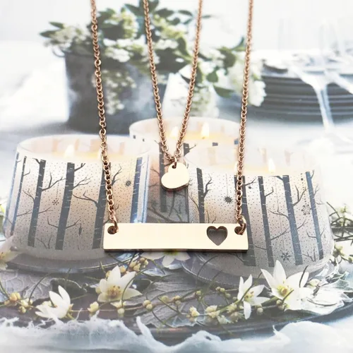 Miniatura 3 de JJTZX - Juego de collares dijes de corazón y de orificios en forma de corazón para mamá e hija (s)