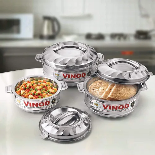 Miniatura 2 de Vinod 4 piezas de acero inoxidable caliente olla aislada cazuela alimentos calentador/refrigerador regalo conjunto