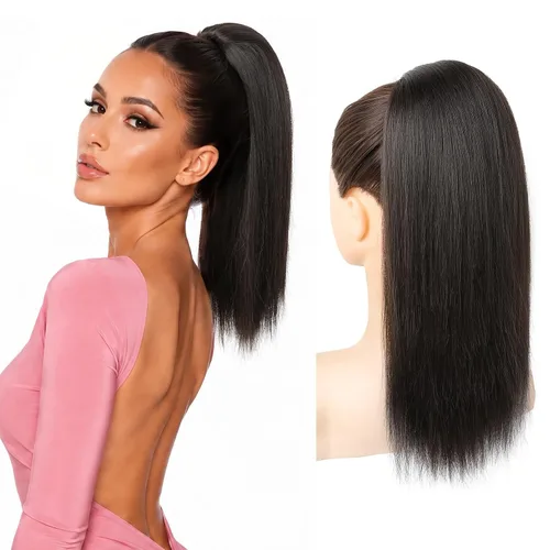 Miniatura 45 de SEIKEA Extensiones de cola de caballo con cordón, larga y recta, cola de caballo falsa, natural, suave, extensiones de cabello sintético resistente