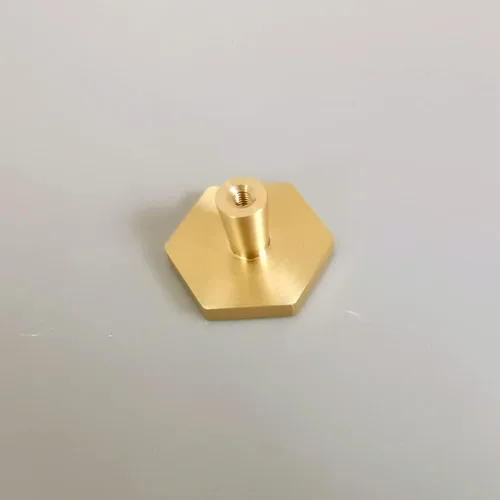 Miniatura 4 de 6 pomos hexagonales de latón macizo de 1.06 pulgadas para cajones, color bronce champán para cocina, gabinete de baño, aparador y armario