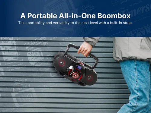 Miniatura 6 de Emerson EPB-3002 Boombox portátil Bluetooth, radio estéreo MP3/CD AM/FM con reproductor/grabador de cassette, subwoofer y entrada USB