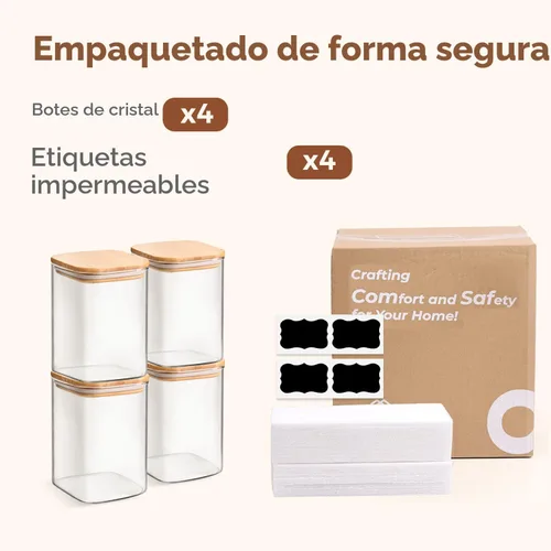 Miniatura 8 de ComSaf Recipientes de almacenamiento de vidrio con tapas, tarros de vidrio de 1.2 cuartos de galón con tapas, tarro transparente para almacenamiento