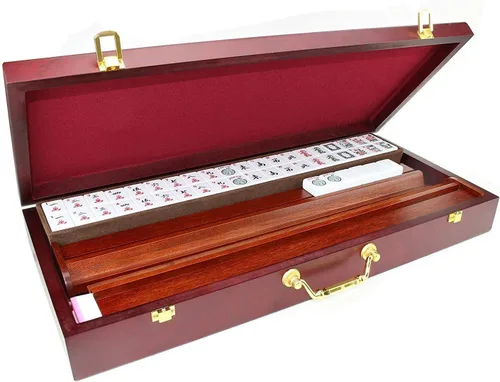 Miniatura 3 de American Mahjong - Juego de 166 azulejos de madera para azulejos y empujador (caja de madera)