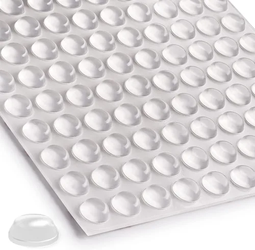 Zulay Home Paquete de 100 topes adhesivos transparentes para gabinete, tapones pequeños de goma, parachoques de puerta de gabinete transparentes