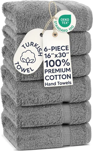 Miniatura 58 de Chakir Turkish Linens - Toallas turcas de 100% algodón, suaves y absorbentes (4 paños, color gris)