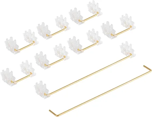 Miniatura 3 de DUROCK - Estabilizador de montaje de placa transparente transparente con cables chapados en oro compatible con estabilizadores de placa Cherry MX