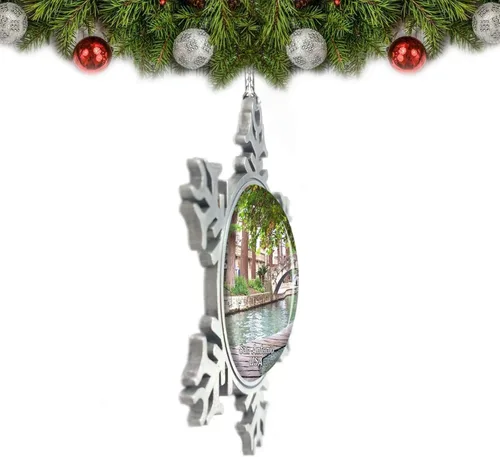 Miniatura 2 de USA America River Walk San Antonio Adorno de Navidad Decoración de árbol de cristal Metal recuerdo regalo