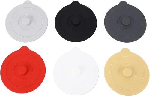 Miniatura 2 de Silicone Lids, Silicone Cup Covers Round Universal Cup Cover 6Pcs Silicone Cup Lid Wine Glass Covers 9.5cm Red Yellow Black White Dark Grey Light