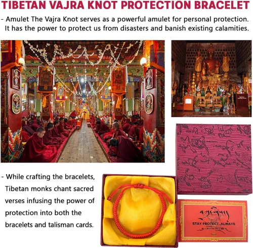Miniatura 2 de HD WOOD CRAFT Auténtica pulsera de protección de nudo dorje hecha a mano con talismán, pulsera de cuerda roja