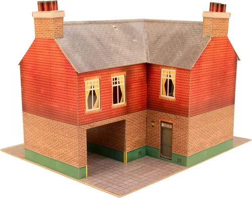 Miniatura 3 de O Gauge 0.276 in Escala 1:48 Modelo Ferrocarril Edificio Cartón Esquina INN Kit CityBuilder