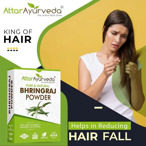 Miniatura 4 de Polvo natural de Bhringraj para cabello sano, apoya la fuerza del cabello y el cuidado del cuero cabelludo, hierba Bringaraja pura, sin aditivos ni