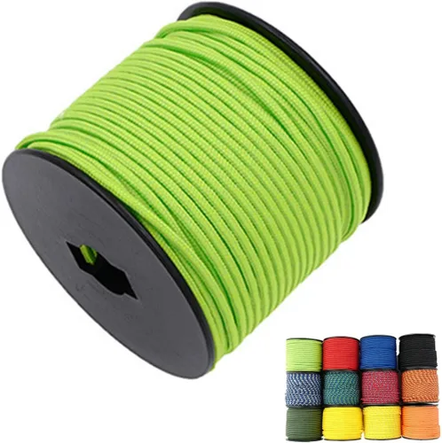 Miniatura 14 de Cuerda de nailon trenzada sólida de 1/8 pulgadas (3mm) de 164 pies, cordón paracord de 5 hebras, cuerda delgada para manualidades, multiusos
