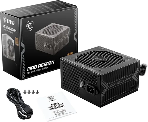 Miniatura 2 de MSI MAG A550BN, fuente de alimentación compacta no modular de 550 W, bronce 80+, ventilador de bajo ruido, diseño PFC activo, garantía de 5 años