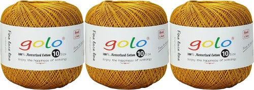 Miniatura 33 de Golo - Bolas de hilo para crochet de algodón tamaño 10, color algodón para crochet D-Fresa D078-fresa