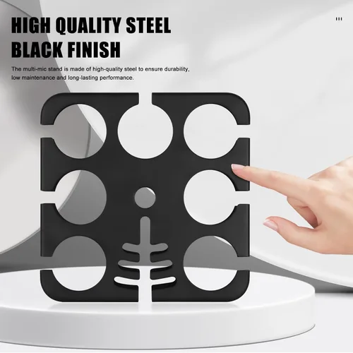 Miniatura 5 de Soporte para micrófonos múltiples, soporte de micrófono con cable e inalámbrico para soporte, soporta hasta 7 micrófonos, aluminio, negro con soporte