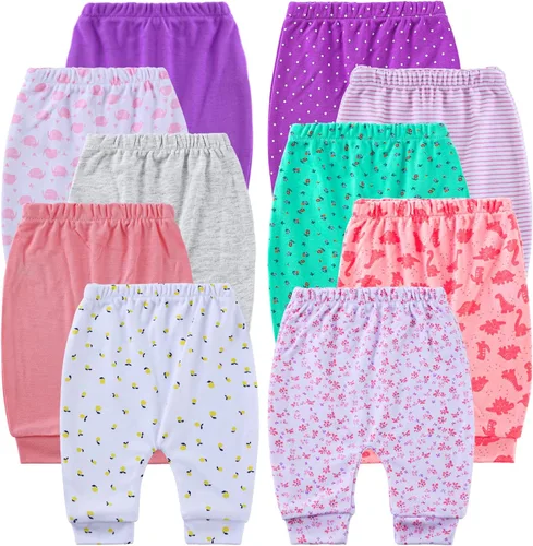 Miniatura 2 de Pantalones de bebé suaves y cómodos 100% algodón para bebés niños y niñas con amplio espacio para pañales de 0 a 12 meses
