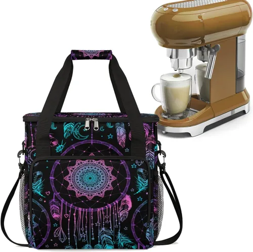 Miniatura 8 de Dreamcatcher - Bolsa de transporte para cafetera de mandala, bolsa de almacenamiento de viaje compatible con K-Mini o K-Mini Plus, estuche portátil