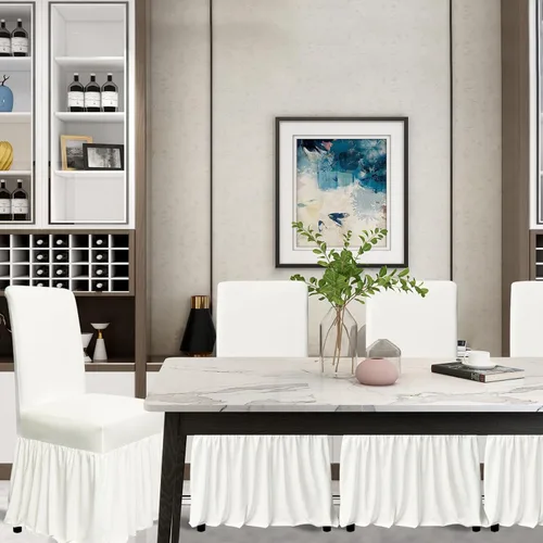 Miniatura 5 de molasofa Juego de 6 fundas para sillas de comedor, fundas elásticas para sillas con falda para cocina, protectores de asiento de cocina, decoración