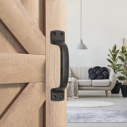 Miniatura 3 de Tirador Clásico de Puerta – Tirador de Acero Resistente para Portones, Puertas de Granero, Cercas Exteriores, Negro, 7 Pulgadas