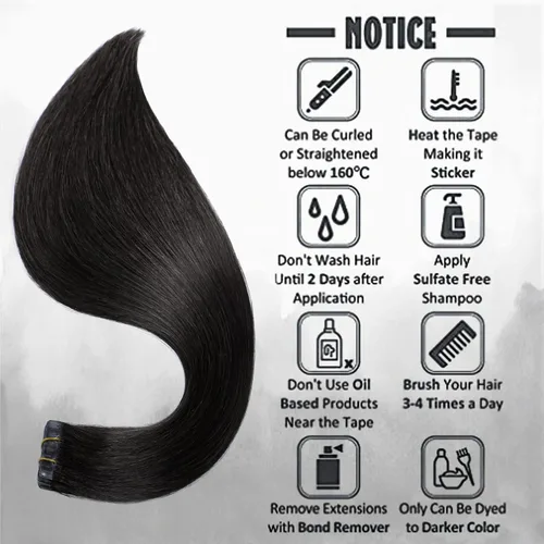 Miniatura 4 de Extensiones de cabello humano Remy 100% real, color negro natural, 16 pulgadas, 20 unidades de 1.06 oz, extensiones de cabello color negro natural