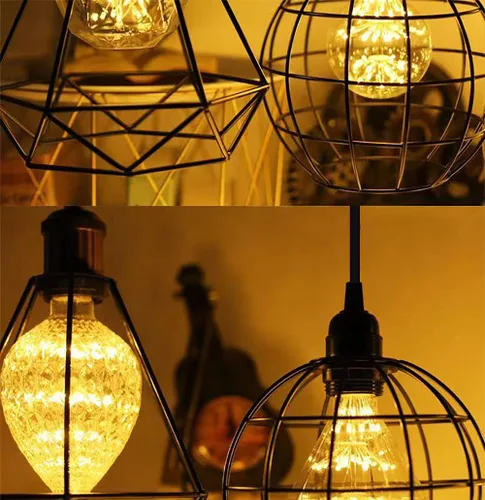 Miniatura 7 de HESSION Paquete de 2 luces colgantes enchufables de 15 pies, cable de extensión negro con interruptor de encendido/apagado en línea, enchufe E26 E27