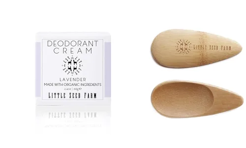 Little Seed Farm Crema desodorante totalmente natural, desodorante sin aluminio para mujeres u hombres, 2.4 onzas, paquete de lavanda + aplicadores