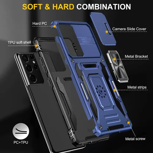 Miniatura 8 de Asuwish Funda de teléfono para Samsung Galaxy S21 Ultra Glaxay S21ultra 5G con protector de pantalla y cubierta deslizante para cámara deslizante