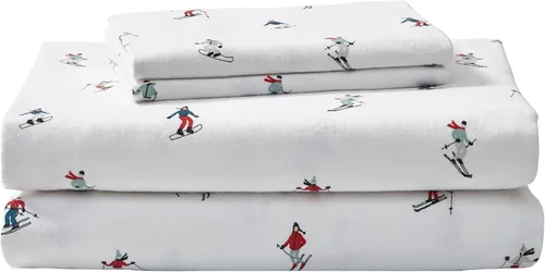 Miniatura 17 de Eddie Bauer - Sábanas individuales, juego de ropa de cama de franela de algodón, cepillada para mayor suavidad, decoración acogedora para el hogar
