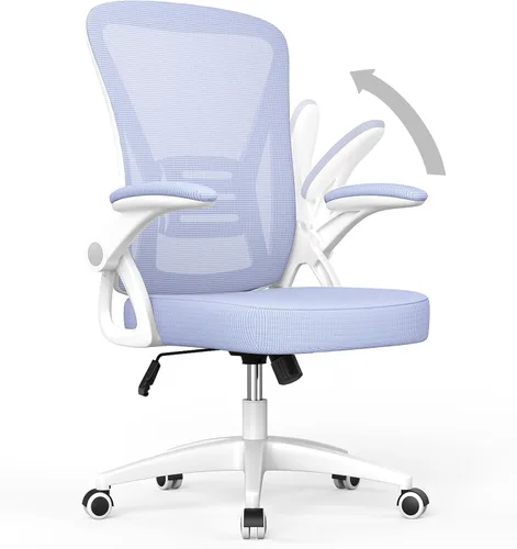 Miniatura 9 de naspaluro Silla de oficina ergonómica, sillas de escritorio con respaldo medio con altura ajustable, silla giratoria con brazos abatibles y soporte