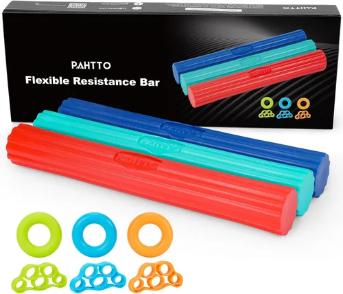 PAHTTO Barra de resistencia flexible para terapia física, barra de torsión de ejercicio de resistencia para codo de tenis, alivio del dolor de