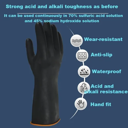 Miniatura 3 de Guantes industriales resistentes a ácidos y álcalis Guantes de goma de protección laboral química a prueba de corrosión química