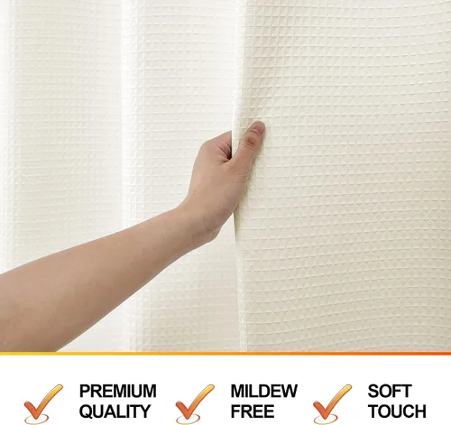 Miniatura 5 de MISS SELECTEX Cortina de ducha de tela lavable a máquina, clásica tela gruesa de punto gofre, duradera para baño, tela repelente al agua de alta