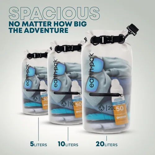 Miniatura 2 de Earth Pak Bolsa seca impermeable con bolsillo con cremallera, mochila impermeable para mantener el equipo seco Transparente