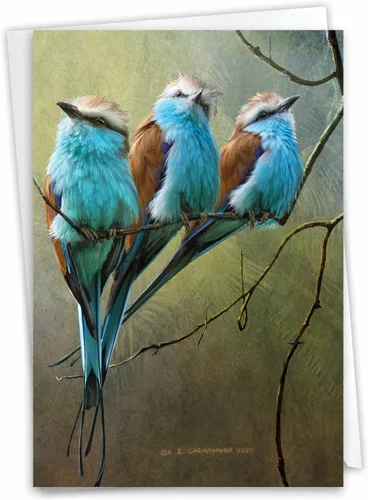 NobleWorks - Tarjeta de felicitación Miss You con sobre de 5 x 7 pulgadas (1 tarjeta) Thinking of You, Just Because Birds and Branches C2822KMYG