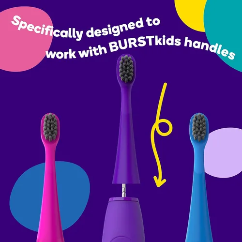 Miniatura 3 de BURST Cabezales de repuesto originales para cepillo de dientes eléctrico para niños (espuma de mar verde azulado/paquete de 3) Ajuste perfecto