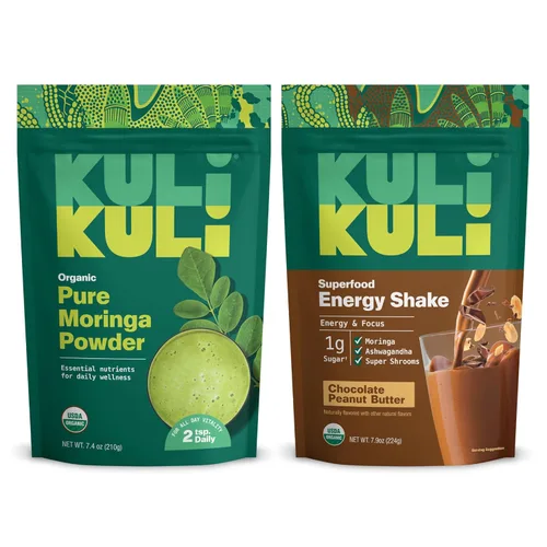 Kuli Kuli Moringa Oleifera - Polvo orgánico de hojas y batido verde, 100% puro certificado por USDA y polvo de moringa sin OMG, ideal para batidos,