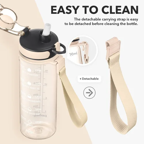 Miniatura 5 de Enerbone Botella de Agua, A Prueba de Fugas Sin BPA y Tóxicos, Botella de Agua Motivacional con Horarios para Beber y Pajita, Botella de Agua