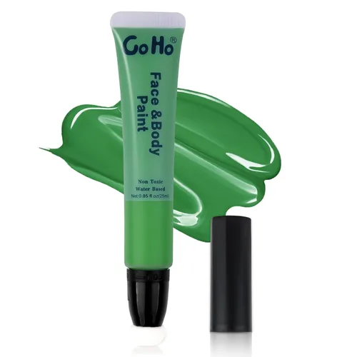 Go Ho Barra de pintura facial verde, pintura corporal crema a base de agua, lavable, altamente pigmentada, suave y segura para la piel, maquillaje
