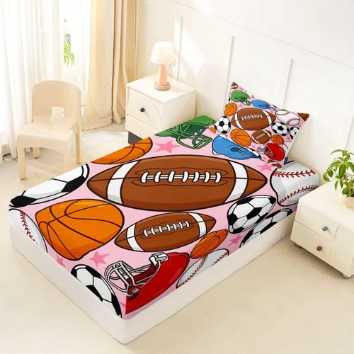 Miniatura 9 de Juego de sábanas para niños, bonito juego de ropa de cama con estampado de llama de dibujos animados y alpaca, sábana bajera ajustable para niños