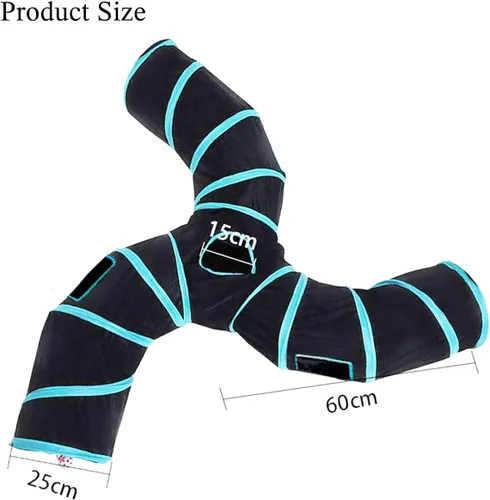 Túnel para gatos, túneles plegables grandes de 3 vías con 4 agujeros de mirada, juguete interactivo para gatos en forma de S, juguete interactivo