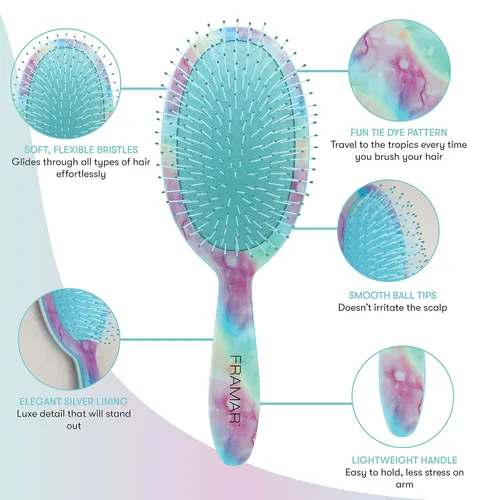 Miniatura 5 de FRAMAR Cepillo para desenredar el cabello morado, cepillo desenredante para mujeres, cepillo para cabello mojado para niñas, cepillo desenredante