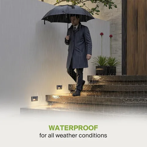 Miniatura 6 de ASD Lámpara LED empotrable para escalones, iluminación para peldaños de escalera exterior del atardecer al amanecer 3CCT, fotocélula, impermeable