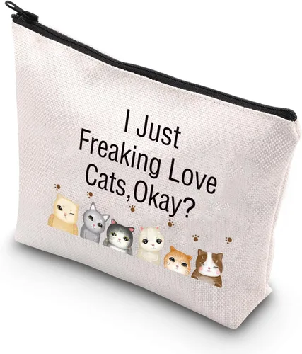 BDPWSS Bolsas de maquillaje para amantes de los gatos, regalo para mamá, bolsa de viaje Crazy Cat Lady Bolsa de viaje para dueño de gatos, regalo